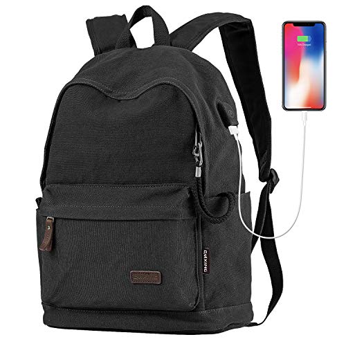 CMXING Sac à Dos D'affaires15.6 Sac pour Ordinateur Portable pour Hommes et Femmes avec Anti-Theft, USB Charging Port and Headphone Port (Noir)