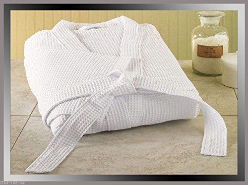 Preisvergleich Produktbild Waffelmuster weiß Hotel Qualität Unisex Bademantel Bademantel 100% Türkische Baumwolle, Frei Frottee Hausschuhe