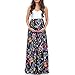 Produktbild JKLEUTRW Sommer 2019 Damen Shirt Frauen Kurzarm Schwanger Spleißen Mutterschaft langes Strapsen Kleid Print Leaf Vest Nachtkleider Umstands Tops ARmellos Langer Rock Gemütlich
