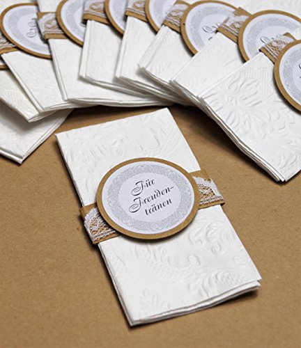 Taschentücher Freudentränen Hochzeit TT0074 Vintage Shabby Spitze