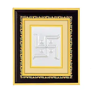 Swastik Silver Plated Photo Frame | Good Omen | Subh Sahun | Shakun Sastra | Swastik