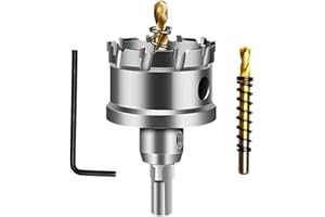 ASNOMY Punta per sega a tazza in carburo di tungsteno per metallo duro, 45mm T.C.T sega a tazza con 2 punte da trapano in titanio placcate per metallo, acciaio, ferro, legno, plastica