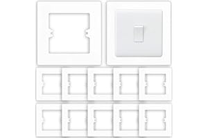 AcmeRota Single Light Switch Faceplate & Socket Panel - White 12-Pack with Finger Plate Surround