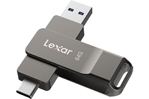 Lexar D40E 64GB Unidad Flash Dual USB Tipo-C, USB-A/C, Gris Titanio, 64GB | USB 3.2 Gen 1, Type-C, Carcasa de Metal, Diseño Giratorio