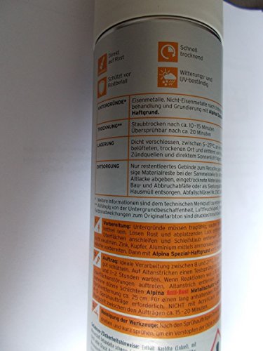 Alpina 400 ml Metallschutz-Lack Spray Anti-Rost WEISS Glänzend - 2