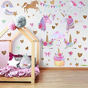 HASTHIP PVC Unicorn Wall Sticker, 1.96 x 3.93 x 1.96 Inches, Pink