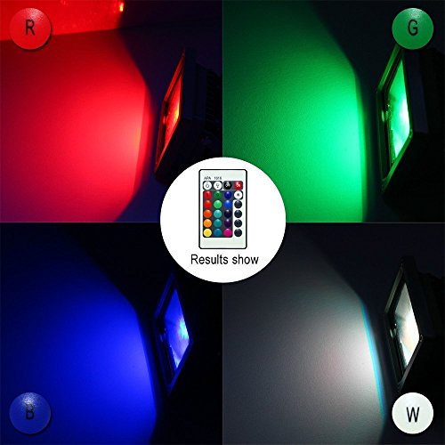 GLW 20W RGB Fluter mit Fernbedienung,Außenleuchten Wasserdicht IP65,Farbwechsel LED Flutlicht,4 Modi 16 Farben,Memory-Funktion LED Strahler,Garten Deko Beleuchtung,Gartenleuchte Projektor,Europäischer Stecker - 5