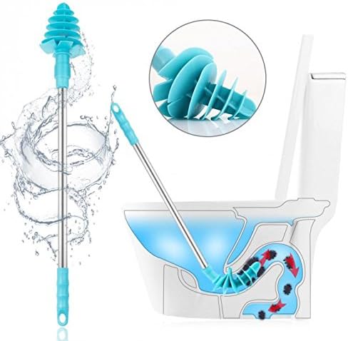 The Worlds Best powerful Toilet Plunger With Flexible Silicone Rubber, Clears all blockages, Stainless Steel Handle with Wall Hook