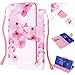 Produktbild Shinyzone Hülle für Huawei Mate 20 Lite,Premium Leder Flip Case Brieftasche Handyhülle mit Kartenhalter Klapphülle Magnetverschluss[Handschlaufe] [Standfunktion]-Pfirsichblüte