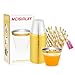 Produktbild Meigirlxy 50 Pack 9 oz Plastikbecher mit 50PCS Papierstrohhalme, Trinkbecher mit goldenem Rand für Party Geburtstag Hochzeit Bar Cafe Hotel