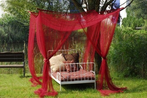 Schöner Baldachin Betthimmel Mückenschutz für Einzel- oder Doppelbetten in bordeaux! - 2