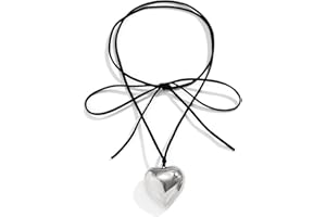 Irikdescia Y2K naszyjnik typu choker, naszyjnik w kształcie serca, z elegancką plecioną kokardką, regulowany, czarny, aksamitny łańcuszek, wisiorek w kształcie serca, dla dziewcząt i kobiet