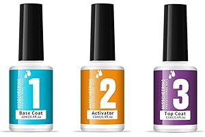 Zeizafa Makeup essential,Dip Powder Liquid Set with Base Coat/Top Coat/Activator,Dipping Powder System Essential Kit for French Nail Art Manicure
