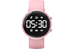Focwony Digitale Fitness-Tracker-Uhr für Kinder, wasserdichte Armbanduhr mit Schrittzähler/Distanz/Kalorien/Stoppuhr/Wecker, tolles Jungen, Mädchen, Kinder und Teenager (Rosa)