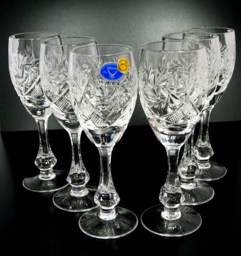 SET of 6 Russian CUT Crystal Shot/sherry Glasses on a Long Stem 70ml/2.4oz Hand Made by Belarus