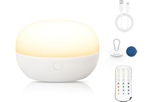 BENAEP Night Light Baby, Night Light for Kids,USB Rechargeable Night Lamps, with Touch Control, 17 RGB Colors, 10 Levels Brightness Adjustable,Timer Setting, for Nursery, Baby,Bedroom,Camping