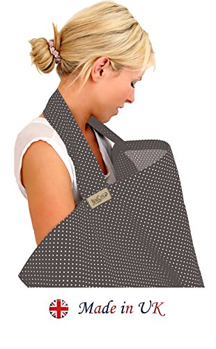 BebeChic * Top Quality 100% Cotton * Breastfeeding Covers * Boned Nursing Tops - with Storage Bag - slate grey / white dot