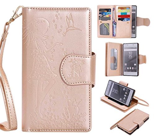 BoxTii Sony Xperia Z5 Case, Premium Leather Wallet Case with [Free Tempered Glass Screen Protector] for Sony Xperia Z5, Magnetic Flip Case for Sony Xperia Z5 (#7 Champagne Gold)