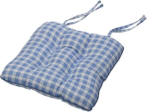 100% Cotton Gingham Check Square Seat Pad Outdoor Dining Kitchen Chair Cushion 14" x 15" (Blue)
