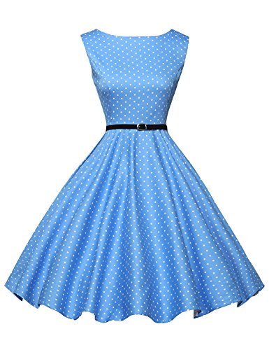 Femme Robe 1950s Plissée Florale Robe Vintage à Pois YF6086-1 - Floral-1 -Medium