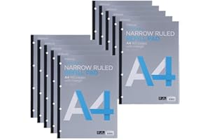 WHSmith Premium Narrow Ruled Refill Pad 160 Pages 80gsm with Margin Pack of 10