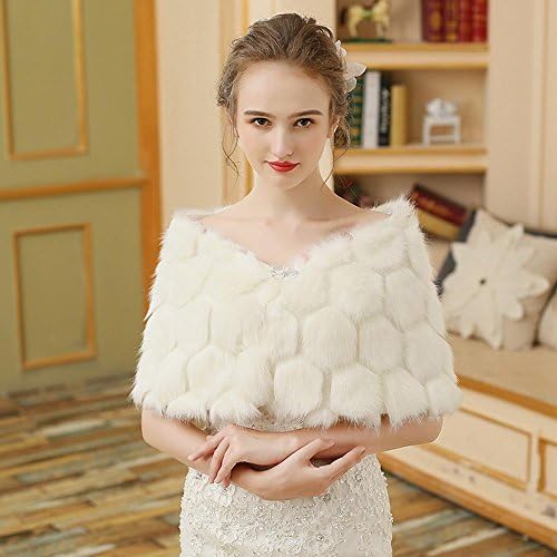 Faux Fur Wedding Party/ Evening Women's Wrap Capelets With Fur , ivory
