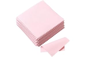 SIMUER 100 Pezzi Gioielli Panno Pulizia, Gioielli in Microfibra Panno per Pulire Argento e Ottone Platino oro Sterling Orologi 8 * 8 cm - Rosa