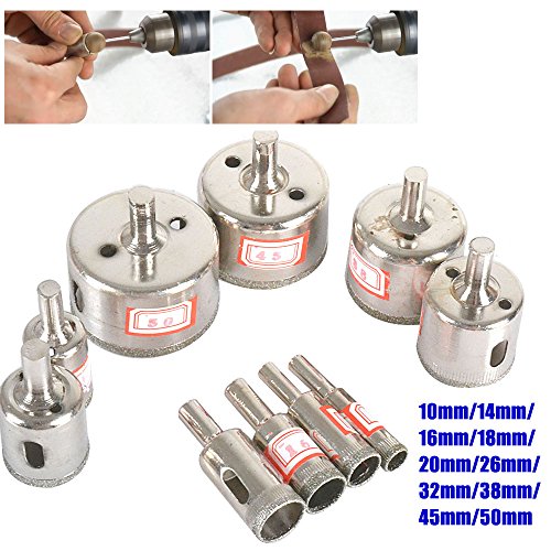 Rayinblue - Coronas para sierra perforadora con revestimiento de diamante para mármol, cristal, cerámica y azulejos, 10 unidades