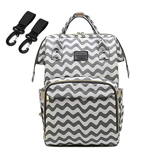 Preisvergleich Produktbild MOGOI Wickeltasche Rucksack, Multifunktionale tragbar Wasserdicht, große Kapazität, Stilvolles und Robustes Leder Tag Travel Rucksack Wickeltaschen für Baby Pflege weiß