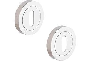 HIATT HARDWARE 1 Set - 50 mm Escutcheon Euro Lock Keyhole Cover for Protecting Your Door from Key Marks & Scratches - Screws Included - Chrome Finish - Designer Levers