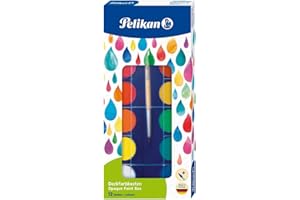 Pelikan, Set de Acuarelas para Pintar, 12 Colores Vibrantes, Pincel y Témpera Blanca Incluidos, No Tóxicas