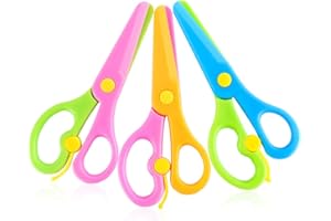 HAKACC 3 PCS Children Safety Scissors Set Preschool Training Scissors Art Craft Child-Safe Scissor Christmas Gifts for Children