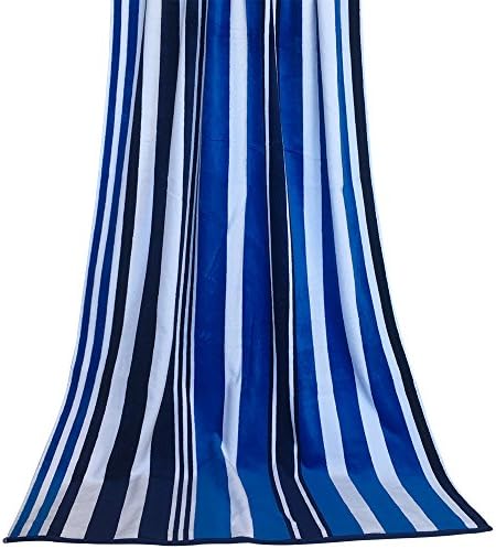 JEANNE 100% Cotton Oversized Quick Dry and Soft Cabana Striped Beach Bath Towel 35.4"x70.8"