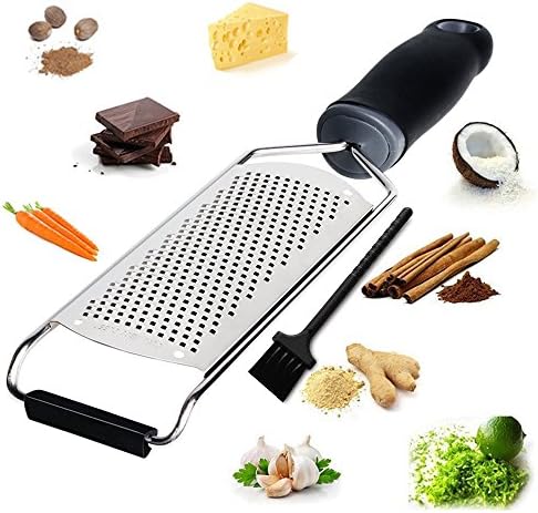 Lemon Zester & Cheese Grater - Cheese, Lemon, Ginger, Garlic, Nutmeg, Chocolate, Vegetables, Fruits Stainless Steel Grater + Protective Cover - Dishwasher Safe by KAISHANE