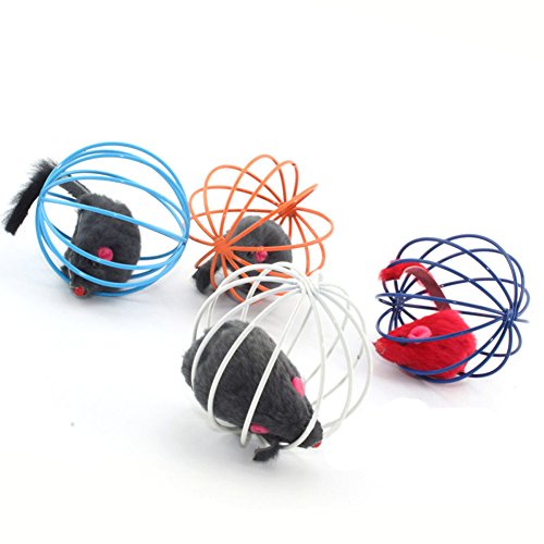 Katzenspielzeug Spielzeug Kugel Plüschmaus Hundespielzeug Falsch Maus in Rattenkäfig für Haustier Katzen Kätzchen Geschenk - 5