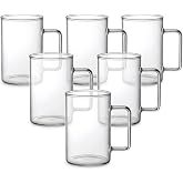 Deconox 6'lı Borosilikat Cam Kupa Seti - Isıya Dayanıklı, İnce ve Hafif &Ccedil;ay, Kahve ve Bitki &Ccedil;ayı Bardağı Takımı (270 ml)