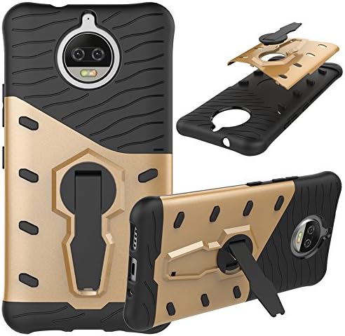 Roreikes Premium PC, 2 In 1DURAL Layer Rugged Armor Case for Motorola Moto G5S Plus (5,5zoll), High Quality Silicone Shock Proof Case + Soft TPU Protective Cover Case with Swivel Stand and Case Cover Metallic Colour Luxury Non Wrestling Non-Slip Anti Drop