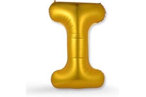 FUNXGO Ballon Lettre I OR - XXL 100cm - Ballon d'anniversaire lettre I en Or - Pour gonflage à l'hélium -Élégance Brillante pour Vos Fêtes - Ballon I Or