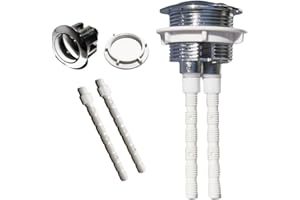 GLOBAL JDM Pulsador Universal para Cisterna Cromado de Doble Descarga 38 mm | Compatible con Cisterna ROCA | Media Luna | Mecanismo Descarga para WC | Botón para Inodoro |