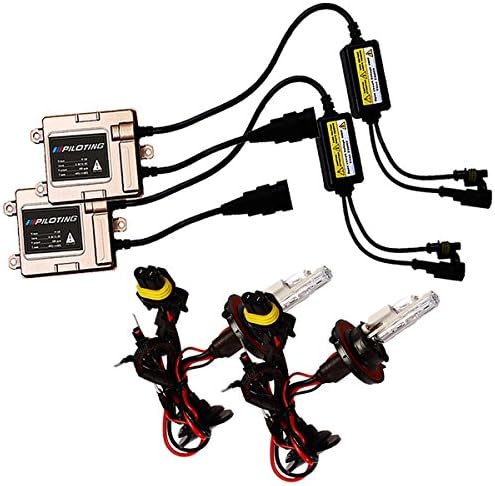 IIIPILOTING 12v 35w Halogen Plus Xenon H13-2 Fast Bright Slim HID Xenon Conversion Kit Quick Start Aluminum Ballast AC HID Headlight (10000k)