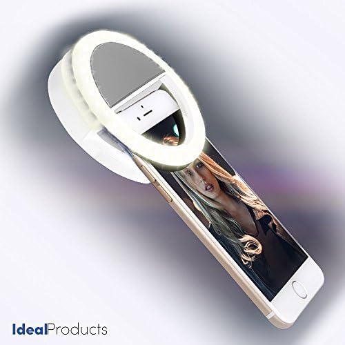 Ideal Products Selfie Ring Light with 36 LED light bulbs for iPhone 6 plus/6s/6s Plus/6/5s/5c/5/4s/4/Samsung Galaxy S6 Edge/S6/S5/S4/S3, Galaxy Note 5/4/3/2, Sony Xperia, Motorola, Blackberry, LG Phones, Huawei, HTC and all Smartphones, iPad and MacBook - Compatible and Universal Model adaptable to any Mobile phone - Sophisticated white color with 3 light intensities (Cool, Warm and Brilliant) to choose by pressing a button.
