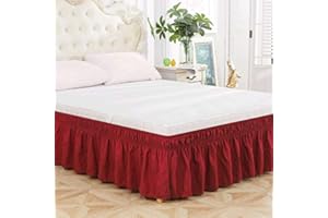 UYEOCO Falda De Cama,Elástica Faldón De Volantes (Color : Red, Size : 90X190+38)