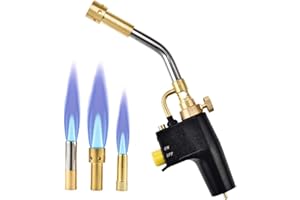 S SMAUTOP Brazing Torch, MAPP Propane Torch with 3 Nozzles, High Intensity Trigger Start Torch Interface CGA 600, Gas Torch for Brazing/Cooking/Searing Steak