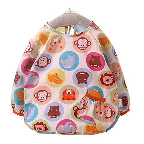 Cute Animal Baby Long-sleeves Feeding Clothes Baby Bibs,Red