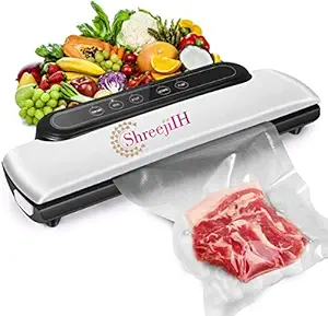 SHREEJIIH Vacuum Sealer Machine, Automatic Fresh Food-Sealer, Food-Saver, Vacuum Packing Machine for Fruits, Meat and Wine Preservation with | Dry & Moist Sealing Modes | LED Indicator Lights