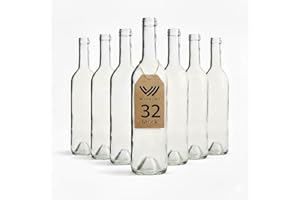 WYSKONT Bouteille 750ml Bordeaux 32 pièces - Bouteilles de vin vide pour brasserie à la maison - Boîte de rangement pour boissons - Décoration de service - En verre transparent