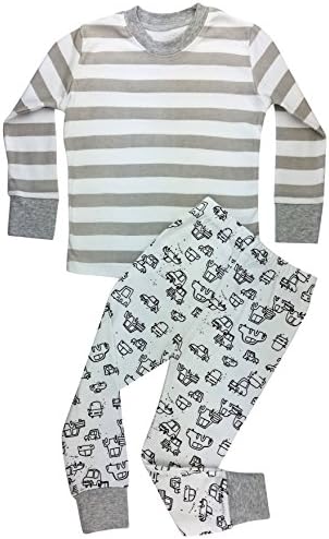 Floorey Boys Pyjamas Stripes &amp; Cars 2 Pieces Pajamas set 100% Cotton (18-24 Month)