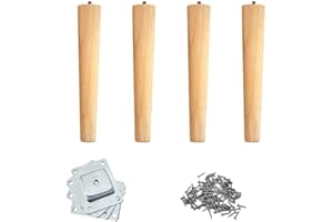 TUKAILAi 4PCS Solid Wooden Furniture Legs 25cm Length Cabinets Feet Table Legs Replacement Furniture Feet for Couch/Lounge/Chair/Desk/Cabinet Leg Standing Feet Pine