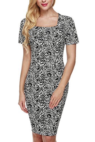 Preisvergleich Produktbild Damen Stretchkleid Sommer Blumen Bodycon Etuikleider Party Cocktailkleider