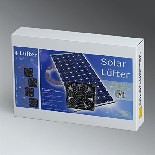4-fach Gewächshauslüfter Solarlüfter „Plug & Play“ Lüfter Solar Treibhaus, 12V, komplett - 2